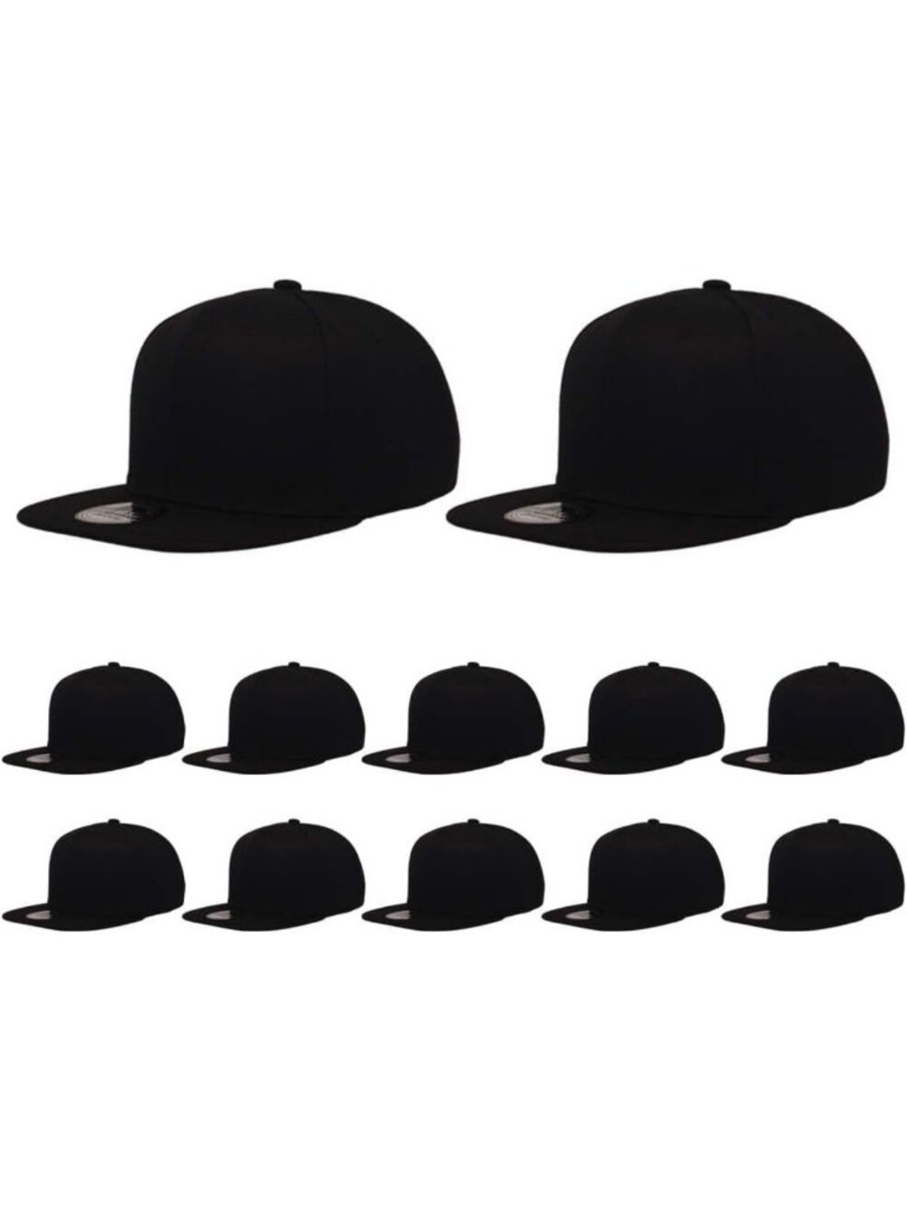 12 Pack Adjustable Flat Brim Snapback Baseball Caps - Blank & Versatile Style